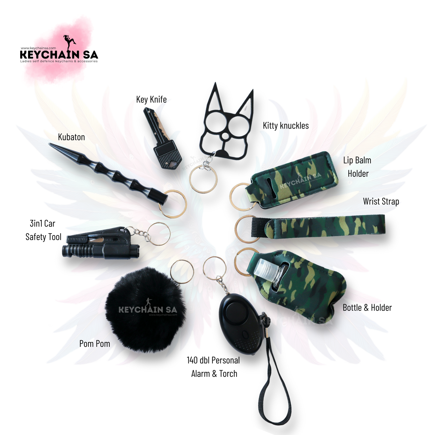 Patterns Collection  - 10-Piece Self Defence Keychain Set for Women