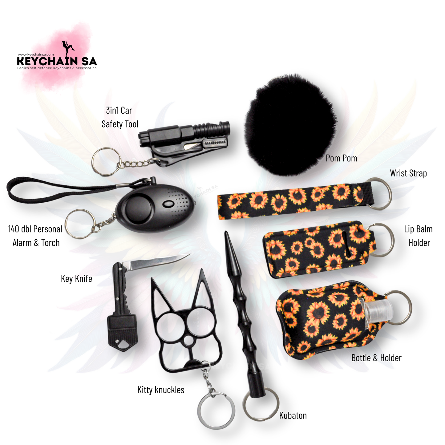 Floral Colours - 10-Piece Self Defence Keychain Set for Women – Floral Collection
