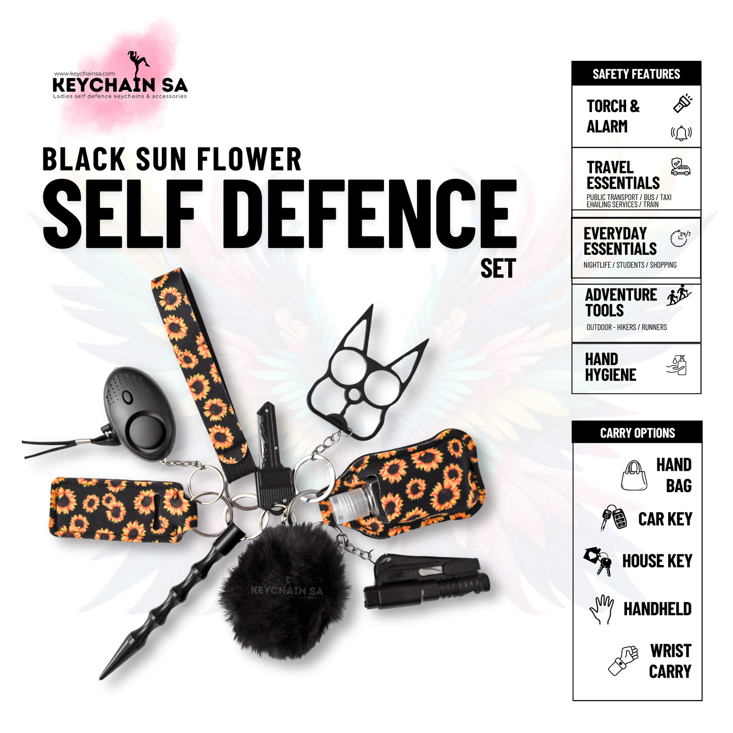 Floral Colours - 10-Piece Self Defence Keychain Set for Women – Floral Collection