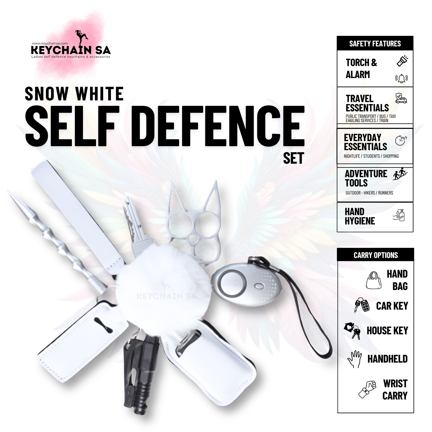 Solid Colours - 10-Piece Self Defence Keychain Set for Women