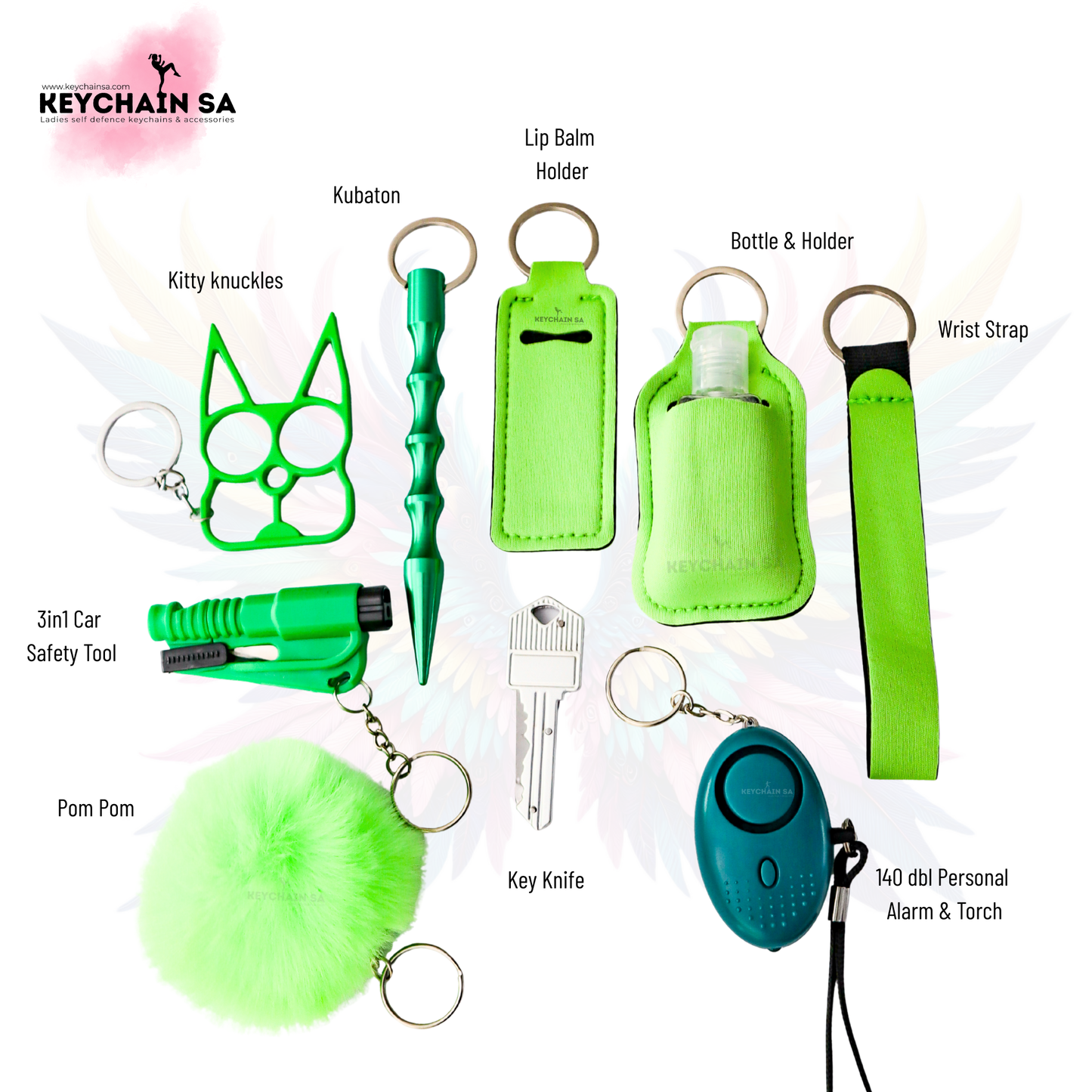 Solid Colours - 10-Piece Self Defence Keychain Set for Women