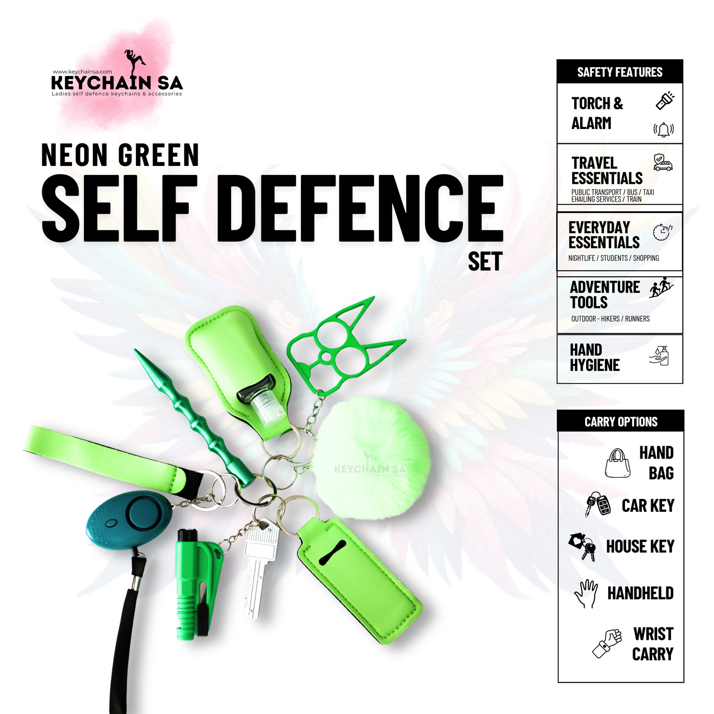 Solid Colours - 10-Piece Self Defence Keychain Set for Women