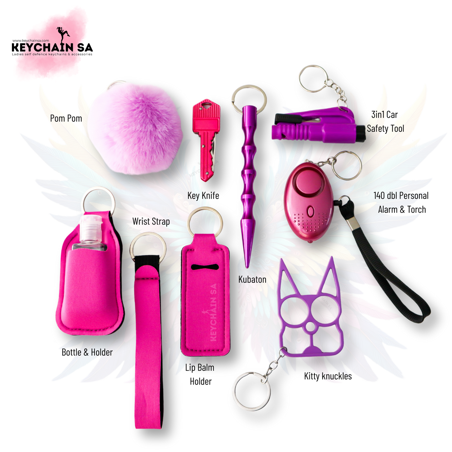 Solid Colours - 10-Piece Self Defence Keychain Set for Women