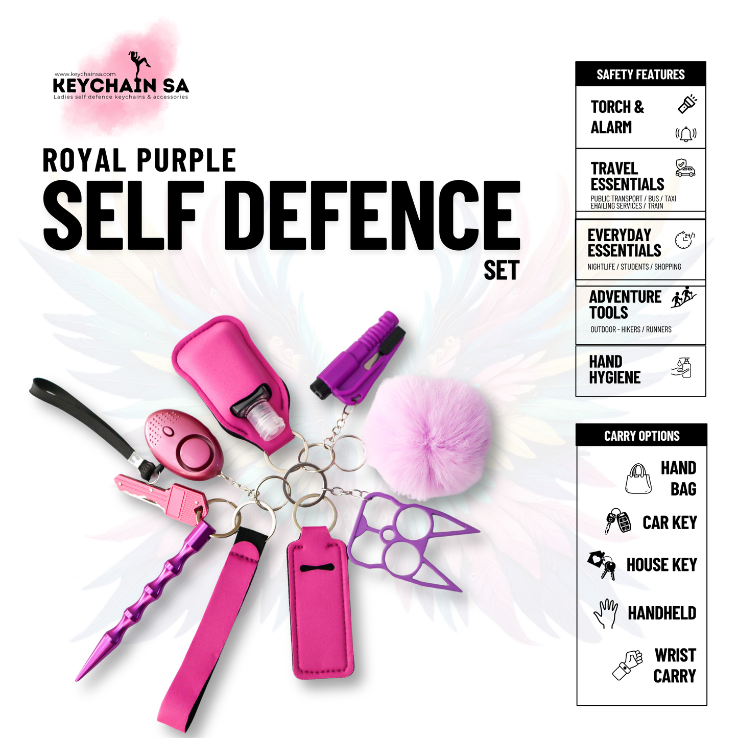 Solid Colours - 10-Piece Self Defence Keychain Set for Women