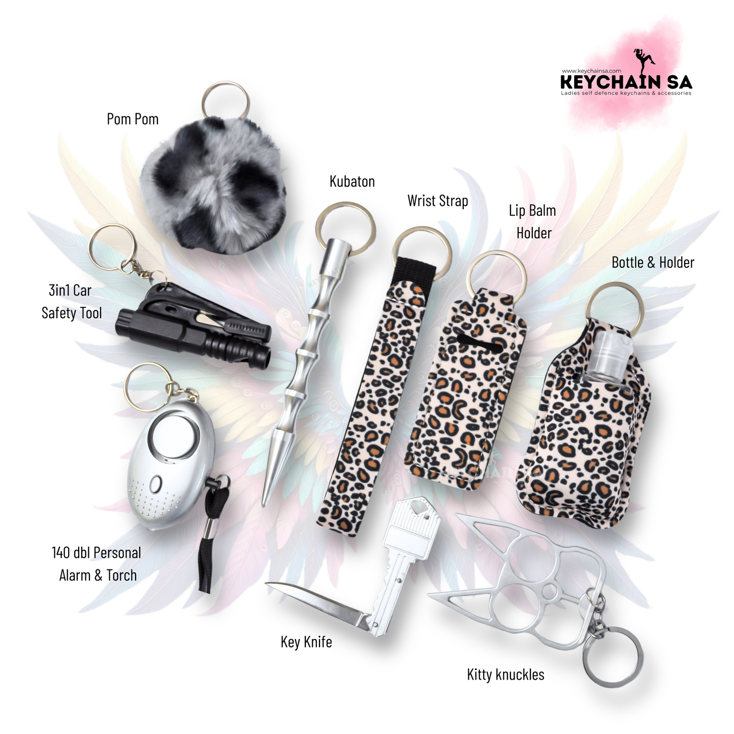 Patterns Collection  - 10-Piece Self Defence Keychain Set for Women