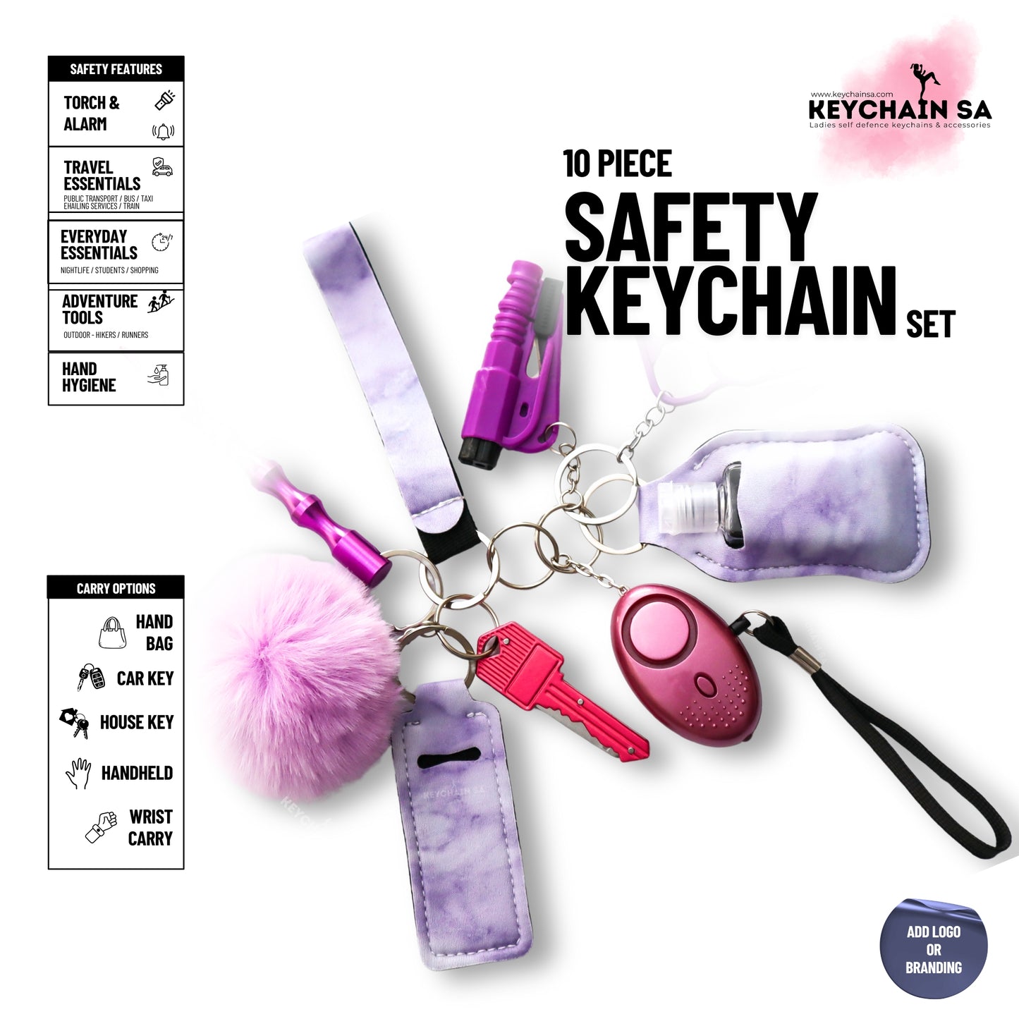 10-Piece Safety Keychain Set for Women – High-Quality Multi-Functional Everyday Accessories