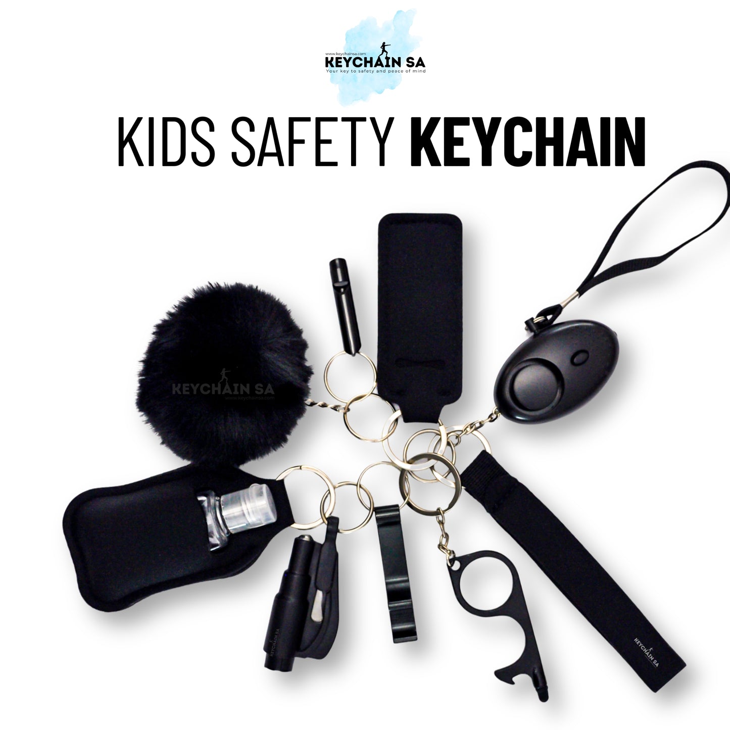 Kids Safety Keychain Set 15in1 – Essential Tools EDC