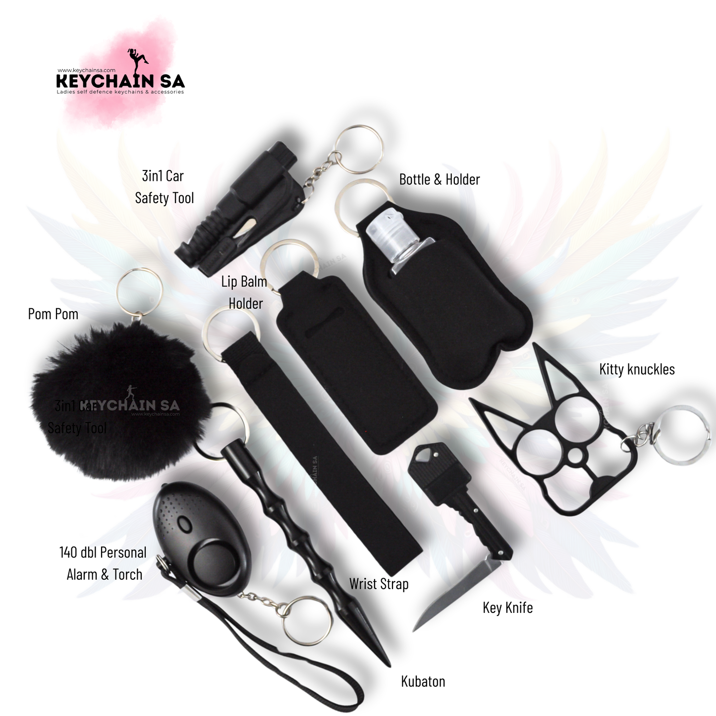 Solid Colours - 10-Piece Self Defence Keychain Set for Women