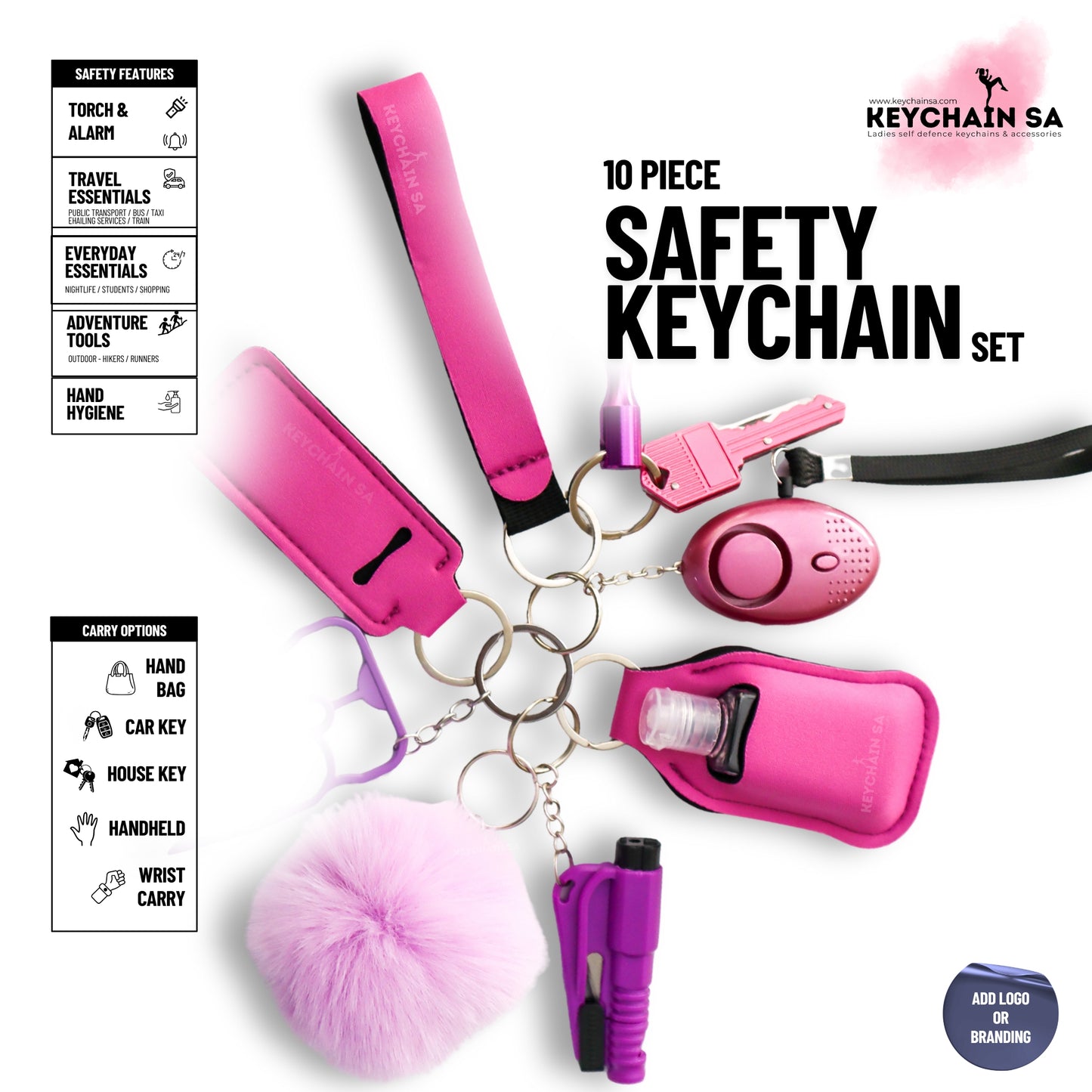 10-Piece Safety Keychain Set for Women – High-Quality Multi-Functional Everyday Accessories